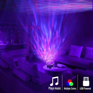 Ocean Wave Projector LED Night Light gebouwd in muziekspeler Remote Control 7 Light Cosmos Star Luminaria voor kinderslaapkamer2734