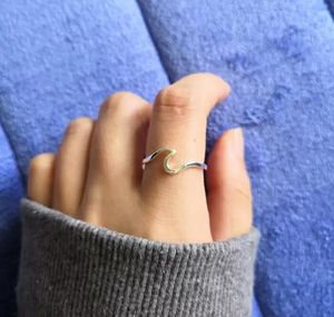 Ocean Wave Rings Simple Dainty 925 Sterling Silver Thin Wave Ring Summer Beach Sea Surfer Joyería de personalidad para mujeres