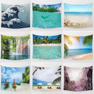 Oceaangolven prachtige waterval wall art tapijt rechthoek hangende tapijten decor home tapijt J220804