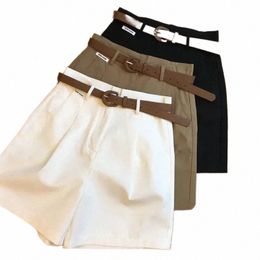 Oceanlove Cargo Shorts Cinturón Sólido Primavera Verano Suelto Coreano Fi Mujeres Pantalones Básicos Vintage Cintura Alta Pantales Cortos J6OP #