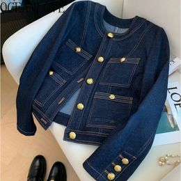 Oceanlove Denim Jackets for Women Spring herfstknoppen Vintage Chaquetas Koreaanse mode Blue Simple Chic Ropa de Mujer 240423