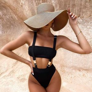 Ocstrade vendaje traje de baño llegada verano mujer negro Sexy cintura alta traje de baño ropa de playa 210527