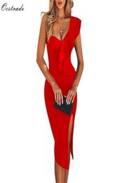 Ocstrade NUEVA LLEGA Mujeres Vestidos vendidos de un hombro Elegante Vestido de vendaje rojo Vestido de club nocturno sexy de fiesta 2103115668988