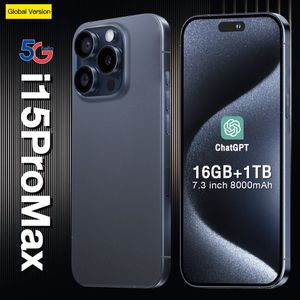 Octa Core 4G LTE I15 Pro Max 5G Smartphones 256 GB 1 TB FACE ID USB-C 3.0 6.7 inch Alle scherm HD+ 20MP Camera's Titanium Getextuur