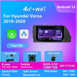 Octa Core Android 12 Car Radio Video Player voor Hyundai Verna 2017-2020 met 128 GB ROM Touch Screen Mirror Link DSP Audio