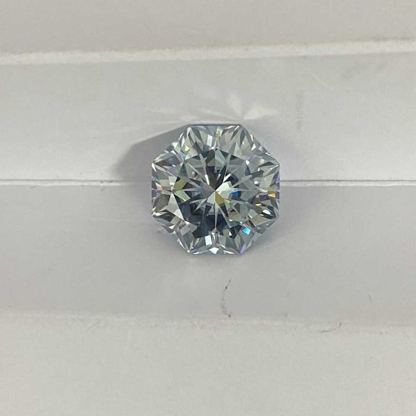 Bague en diamant Moissanite synthétique de forme octogonale, 6.5x6.5mm, 1 Carat, nouvelle couleur bleue, pierres précieuses en vente H1015