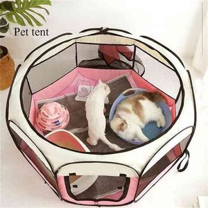 Octagonal Cage Pet Tent Draagbare Inklapbare Hond Huis Cat Game Fence Simple Outdoor 210924