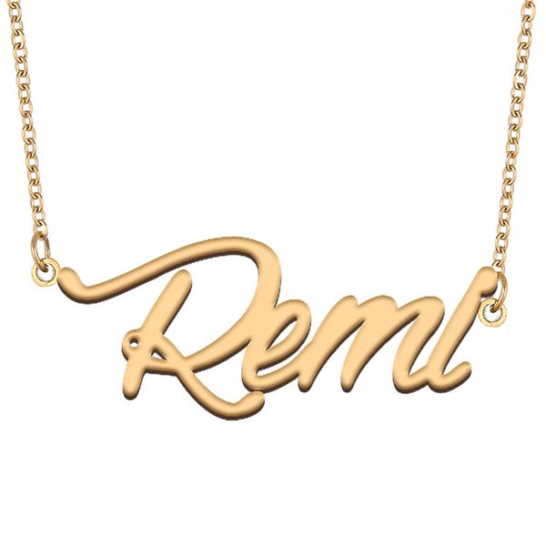 REMI Collier Collier Plateau à signature Custom pour les femmes Girls d'anniversaire Gift Kids Best Friends Jewelry 18K Gold plaqué acier inoxydable