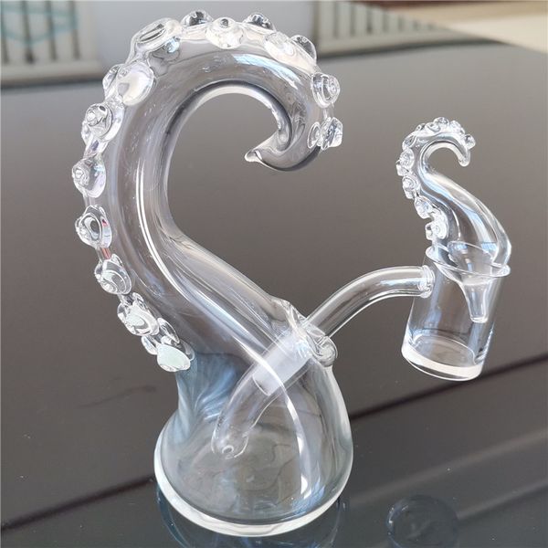 Octopus Barbe Eau Bong Narguilé Narguilés 10mm Joint Femelle Percolater Borocilicate Matériel À La Main Bubbler Pipe Tuyaux Pour Fumer Quartz Craftbong