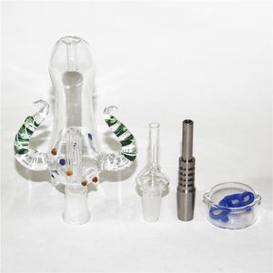 Octopus Design Nectar Bong Set Hookah avec 14 mm Titanium Nail Glass Bowl Mini Pipes d'eau en verre Bongs