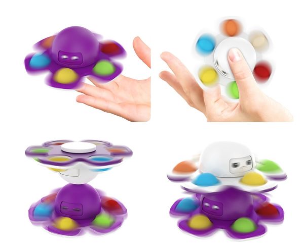 Fruits de mer Fingertip Sensory Fidget Toys fingerts spinner Push Bubble Ventilation L'autisme a besoin d'un jouet anti-anxiété