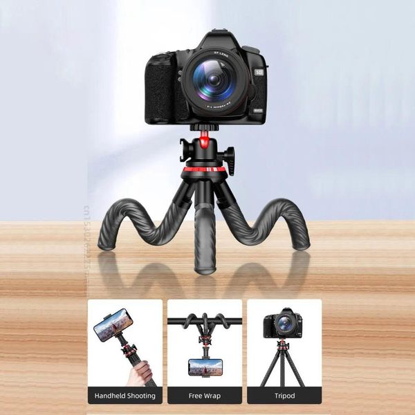 Flexible Selfie Stick Esponja Pulpo Trípode con tornillo extensible de 1/4 '' Clip para teléfono móvil para iPhone Xiaomi Samsung Smartphone Canon Nikon Sony Olympus SLR DSLR Cámara