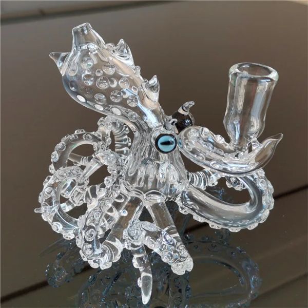 Octopus Glass Rigs Verre Bong Tuyau D'eau Dab Avec 14.4mm Joint Mâle Artisanal Bubbler Heady Nail Cap Grossiste 23 LL