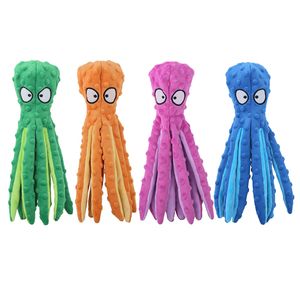 Octopus No Stuffing Crinkle Plush Dog Squeaky Toys Jouets à mâcher interactifs durables pour petits chiens moyens Cat JK2012XB