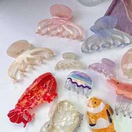 Octopus Ocean Dier Big Hair Clip Azijnzuur Haar Klauw Schattige mini haarspeld voor vrouwen Girls Kids Jellyfish Shell Haar sieraden