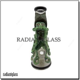 Octopus Pirate 12,5 "Bongs en verre capiteux uniques Eye 3D Narguilés Tuyaux d'eau Pomme de douche Perc Huile Dab Rigs personnage de monstre maléfique cool Beaker Bong