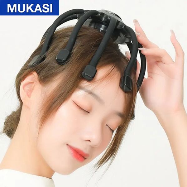 Instrumento de masaje eléctrico de la cabeza del cabello de pulpo con el cuero cabelludo con bluetooth vibración para relajarse alivio de estrés Mejorar el sueño 240110