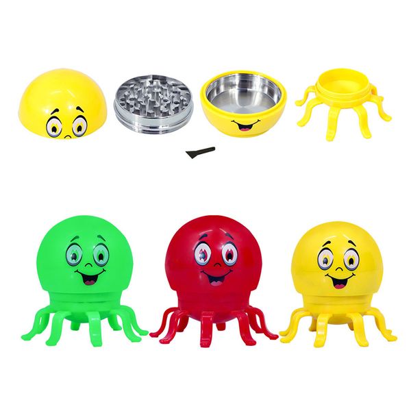 Molinillos en forma de pulpo, accesorios para fumar, Smile Ocean con molinillo de hierba ligera, 55mm de diámetro exterior, 3 capas, trituradoras de plástico GR358