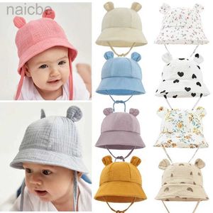 ODCT CAPS HATS Spring herfst Solid Color Soft Baby Bucket Hat Cotton Fisherman Hoeden Kinderen Zomer Toddler Boy Girls Panama Sun Cap Children 0-12m D240425