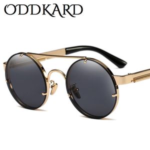 OddKard Moderne Steampunk Zonnebril voor Mannen en Vrouwen Merk Designer Ronde Mode Zonnebril Oculos de Sol UV400