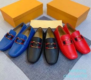 odel Mannen Loafers Schoenen Kantoor Bruiloft Lopen Stijl Man luxe Jurk Schoen Mode Echt Leer Handgemaakte Business Rood Zwart Blauw Heren Schoenmaat