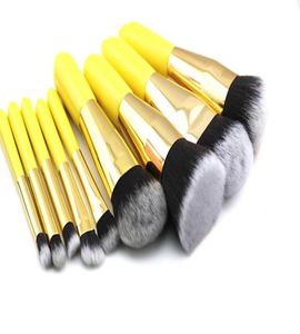 Odessy Pro 9 pièces Soft Synthetic Hair Makeup Brushes en bois jaune Gandoue complète Full Cosmetic Make Up Brush For Face Eye Beauty3311125