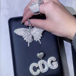 ODM-2 Charms Hip Hop Bijoux Mentirie Iced Out Custom Sterling VVS Moisanite Diamond Butterfly Pendant