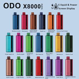 ODO X 8000 Rookwolken Wegwerpvape Puff Vapes Wegwerpbladerdeeg 8000 E-sigaret met slim scherm 1000 mAh Oplaadbaar Type-C 20 fruitaroma's