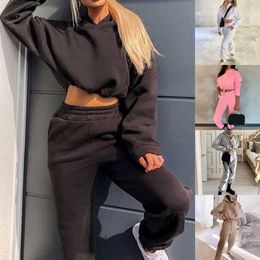 Oeak vrouwen tweedelige set outfits herfst dames trainingspak oversized hoodie en broek casual sport pak winter 2 stuk set Y0625