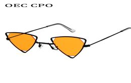 OEC CPO Luxury Petites lunettes de soleil Femmes Vintage Triangle Clear Red Shades Sunglass Ladies Brand Designer Sun Glasses For Menl1364404657