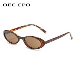 OEC CPO Sexy Small Oval Womens Sunglasses Fashion Leopard Brown Sun Sunes Femme Retro Colorful Shade Eyeglass 240408