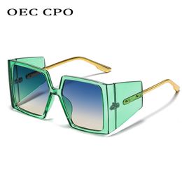 OEC CPO Vintage Punk lunettes de soleil carrées femmes marque surdimensionné Steampunk lunettes de soleil pour hommes rétro UV400 Lunette eil 220705