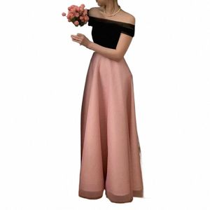 Oeing noir et rose soirée Dres Corée Simple Strapl Photo Shoot Robes de bal formelle Ocn élégante fête de mariage Dr K1yV #