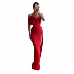 Oeing Red Strapl Mermaid Prom Dres Side Split Pleeding Evening Dr Special OCN Robe avec FRS Vestidos de Noche 06ut #