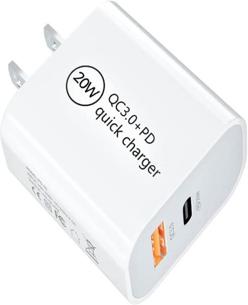 Chargeur OEM 20W TYPE C PD USB USBC Adaptateur mural de charge rapide rapide Double ports Charge US EU UK Plug Chargeurs muraux de voyage pour Sams3399102