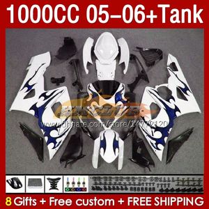 OEM Blue Flames Fairings Tank pour Suzuki GSX-R1000 GSXR1000 GSXR 1000 CC K5 05 06 Bodys 157No.55 1000cc GSXR-1000 2005 2006 GSX R1000 2005-2006 Moule d'injection de matrice de moule d'injection