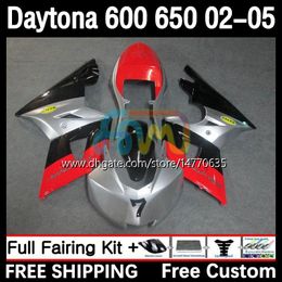 Corps OEM pour Daytona650 Daytona600 2002-2005 Carrosserie 7DH.181 Daytona 650 600 CC 600CC 650CC 02 03 04 05 Daytona 600 2002 2003 2004 2005 Kit de carénage ABS noir argent