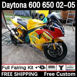 Body OEM pour Daytona650 Daytona600 2002-2005 Bodywork 7dh.204 Daytona 650 600 CC 600cc 650cc 02 03 04 05 Daytona 600 2002 2003 2004 2005 Kit de carénage ABS Red Yellow