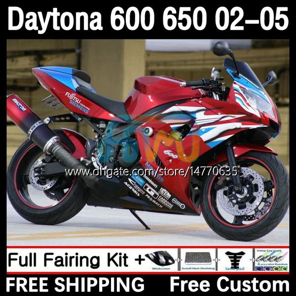 Corps OEM pour Daytona650 Daytona600 2002-2005 Carrosserie 7DH.199 Daytona 650 600 CC 600CC 650CC 02 03 04 05 Daytona 600 2002 2003 2004 2005 Kit de carénage ABS rouge vin