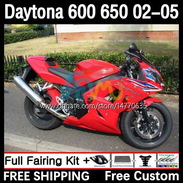 Corps OEM pour Daytona650 Daytona600 2002-2005 Carrosserie 7DH.206 Daytona 650 600 CC 600CC 650CC 02 03 04 05 Daytona 600 2002 2003 2004 2005 Kit de carénage ABS rose rouge