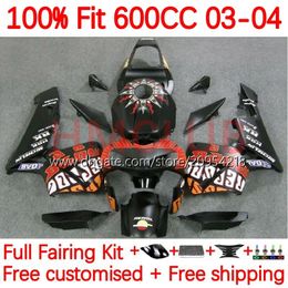 Corps OEM pour HONDA CBR 600 RR CC F5 600F5 03-04 Carrosserie 143No.14 CBR-600 CBR600 RR CBR600RR 03 04 CBR 600RR 600CC CBR600F5 2003 2004 Moule à injection Carénage Repsol plat