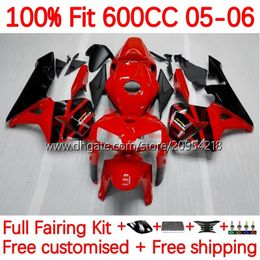 OEM Lichaam Voor HONDA CBR 600 RR F5 CC 600F5 05-06 Carrosserie 144No.8 CBR-600 CBR600 RR CBR600RR 05 06 CBR600F5 CBR 600CC 600RR 2005 2006 Injectie Kuip kit glanzend rood