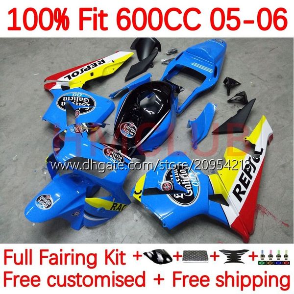 CORPS OEM pour Honda CBR 600 RR F5 CC 600F5 05-06 Bodywork 144NO.25 CBR-600 CBR600 RR CBR600RR 05 06 CBR600F5 CBR 600CC 600RR 2005 2006 Injection de carénage Kit Repsol Bleu