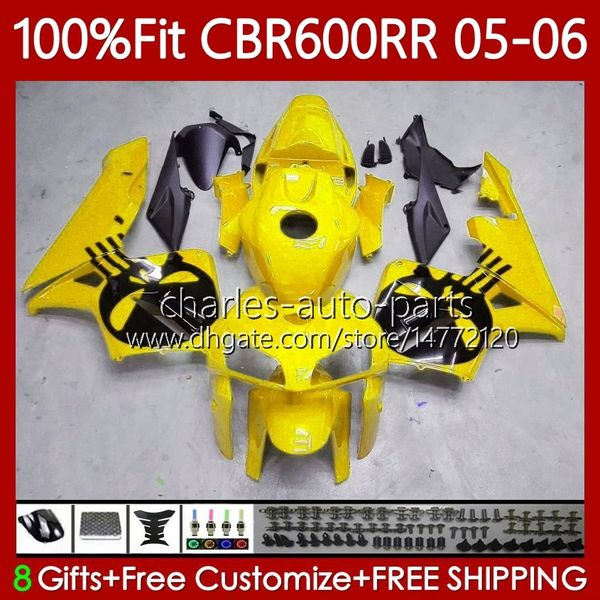 Cuerpo OEM para HONDA CBR 600F5 600CC 600RR 2005-2006 Carrocería 72No.278 CBR 600 CC RR F5 F 5 CBR600RR 05 06 CBR600 RR CBR600F5 2005 2006 Molde de inyección Carenado cráneo amarillo