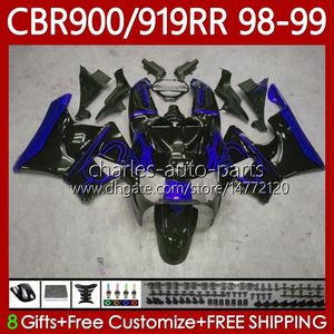 Corps OEM pour HONDA CBR900RR CBR919RR CBR 919RR 900RR 98 99 Carrosserie 127No.177 CBR919 CBR900 RR CBR Bleu noir 900 919 RR CC 1998 1999 900CC 919CC 1998-1999 Kit de carénage