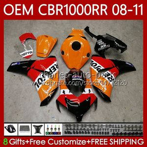 Corps OEM pour les carénages Honda CBR 1000 CBR1000 RR CC 2008-11 60NO.185 CBR 1000RR CBR1000RR 08 09 10 11 CBR-1000 1000CC 2008 2009 2010 2011 2011 République Orange Bodywork