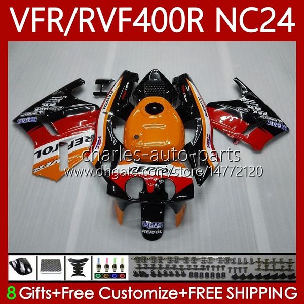 Corps OEM pour HONDA RVF400R VFR400 R VFR400R NC24 V4 87 88 Carrosserie 78No.1 RVF400 RVF VFR 400 R 400RR 87-88 VFR 400R VFR400RR 1987 1988 Carénage moto Repsol orange