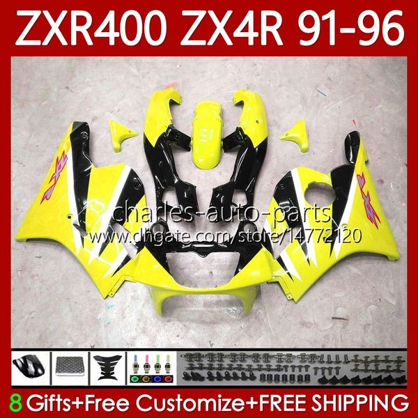 Cuerpo OEM para KAWASAKI NINJA ZXR 400 CC ZX-4R ZX4R 91-96 Carrocería 138No.139 ZX 4R 400CC ZXR400 91 92 93 94 95 96 ZXR-400 1991 1992 1993 1994 1995 1996 Kit de carenado Amarillo claro