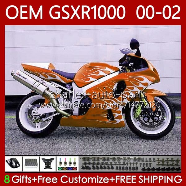 Corps OEM pour SUZUKI GSX-R1000 1000CC K2 2001-2002 Carrosserie 62No.155 GSXR-1000 GSXR 1000 CC GSXR1000 Orangeflames 00 01 02 GSX R1000 2001 2002 2002 Moule d'injection de carénage