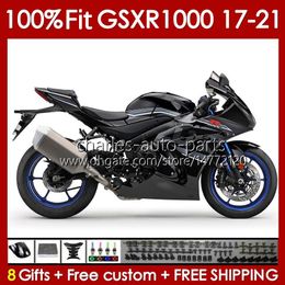 Corps OEM pour suzuki gsxr 1000 cc gsxr1000 K17 17-21 Bodywork 146No.117 GSXR-1000 1000CC 2017 2018 2019 2020 2021 GSX-R1000 17 18 19 20 21 FaURING INJECTION Black brillant noir